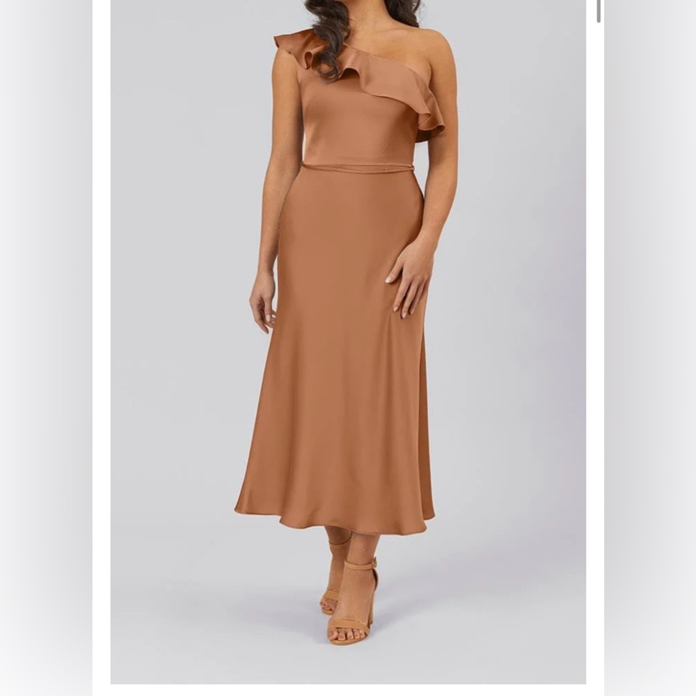 Kennedy blue bridesmaid dress in orange brown color